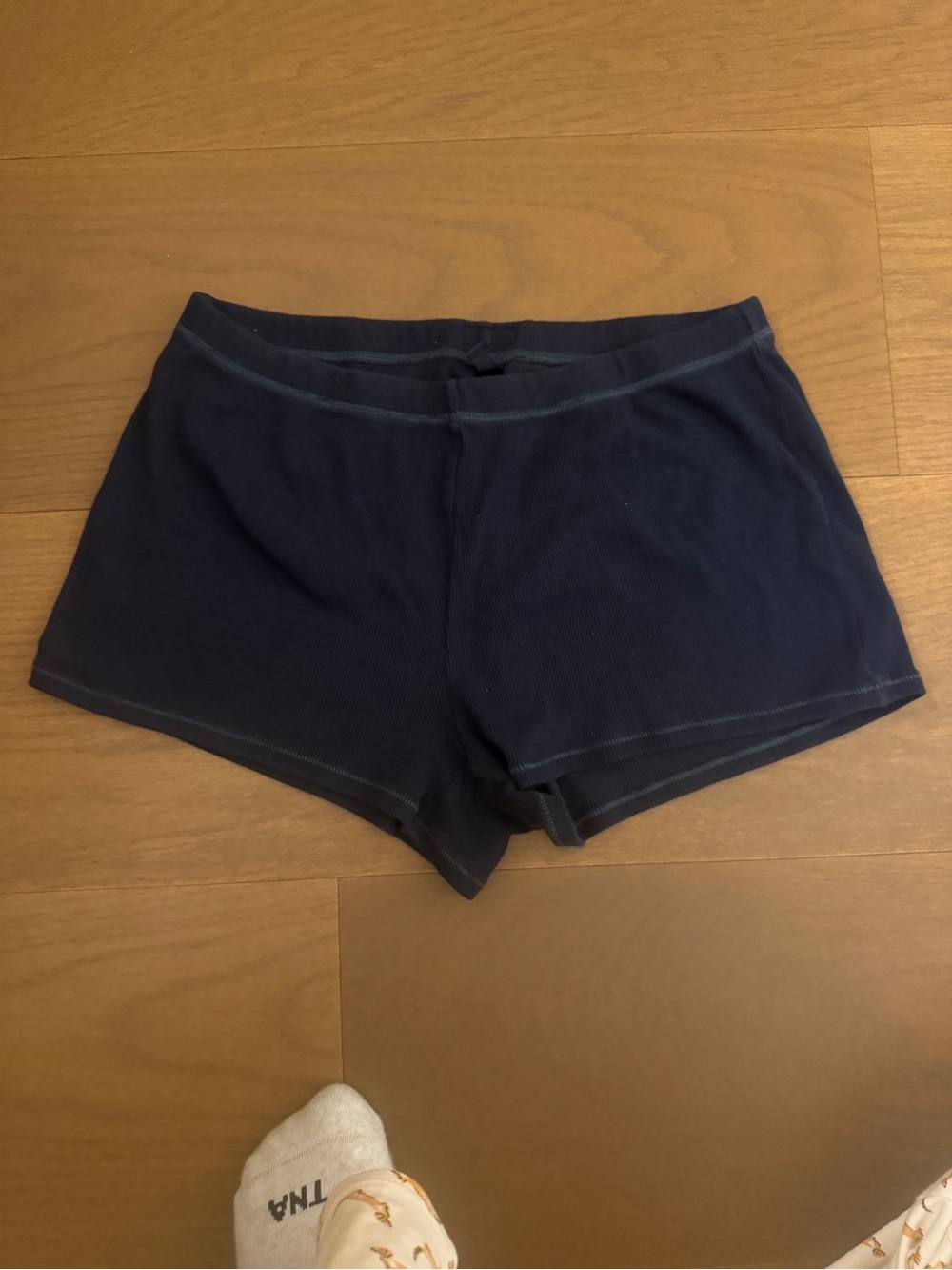 Skims Navy Stretch Cotton Shorts